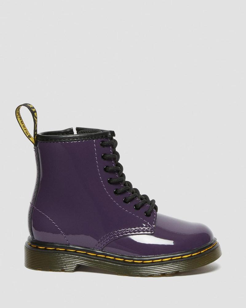 Dr Martens Toddler 1460 Lak Læder Snørestøvler Børn Lilla | DK 702DFM